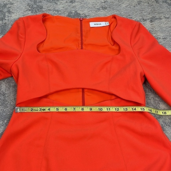 New Misha Hazel Cutout Long Sleeve Cocktail Dress Mini Orange Tangerine Sz 10 - Picture 8 of 11